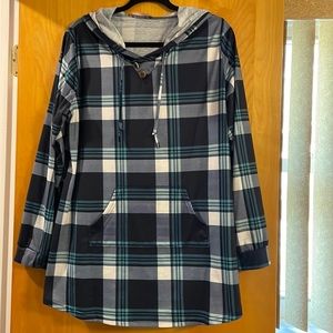 Plaid tunic hoodie